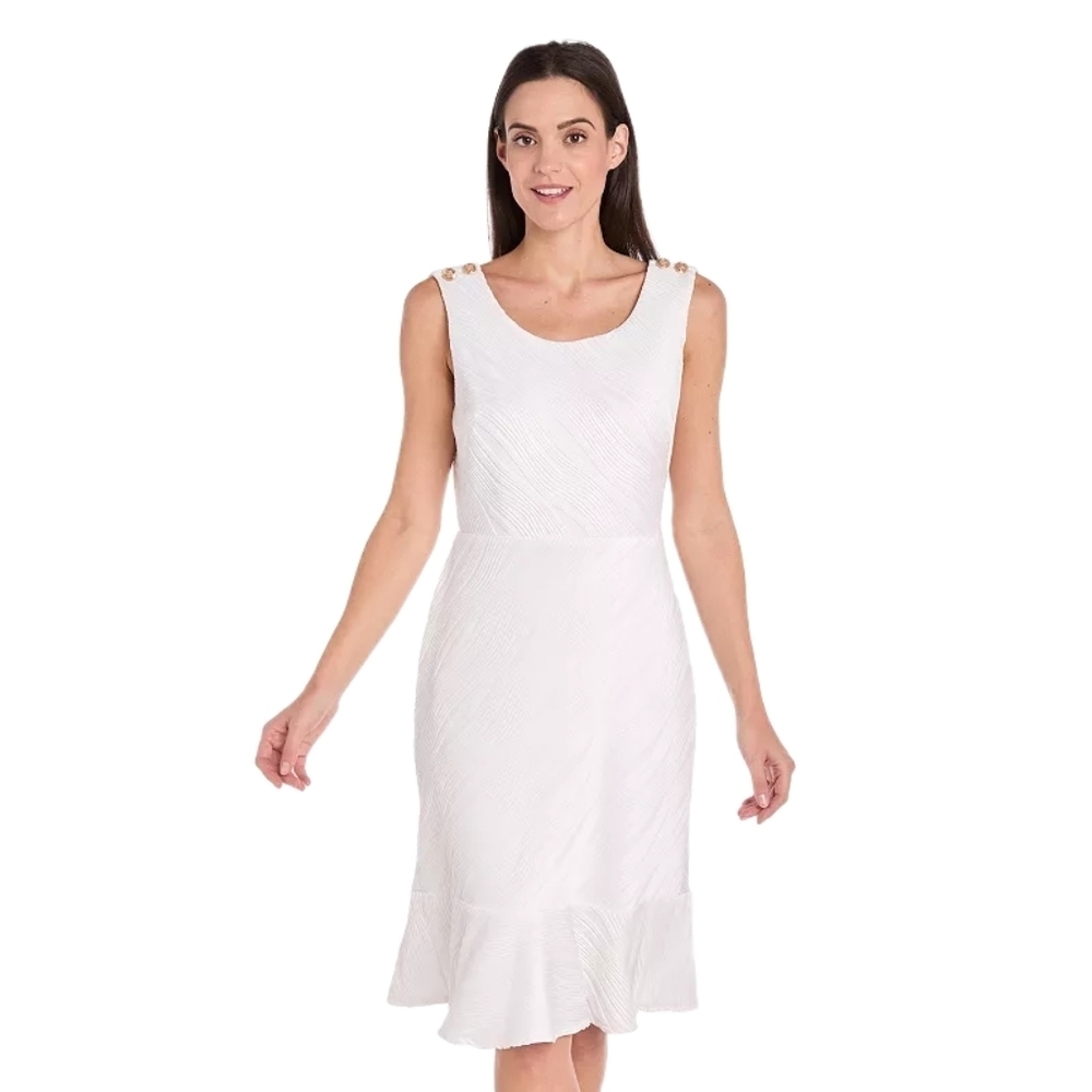 R&M Richards Flounce Wave Jacquard Dress, Size 14